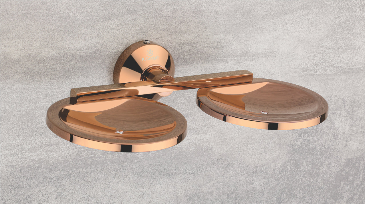 DOUBLE SOAP DISH KBA 10208 PVD ROSEGOLD FINISH by Kavyor
