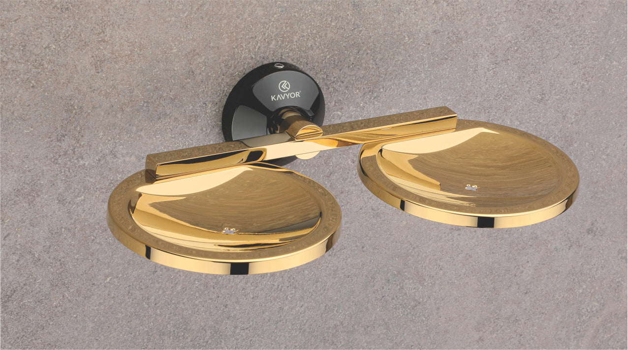 DOUBLE SOAP DISH KBA 10208 PVD GOLD AND BLACK FINISH by Kavyor