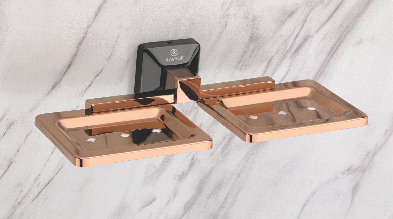 DOUBLE SOAP DISH KBA 10108 PVD 2 TONE ROSE GOLD AND BLACK FINISH by Kavyor