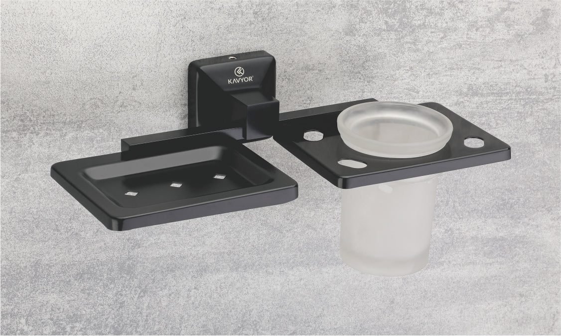 SOAP DISH WITH TUMBLER HOLDER KBA 10109 BLACK FINISH