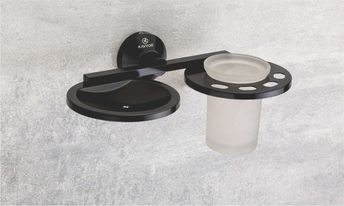 SOAP DISH WITH TUMBLER HOLDER KBA 10209 PVD BLACK FINISH