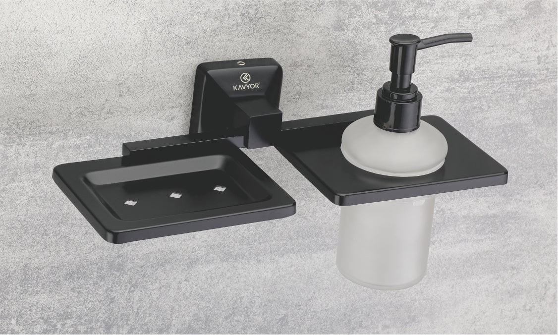 SOAP DISH WITH LIQUID HOLDER KBA 10110 PVD BLACK FINISH