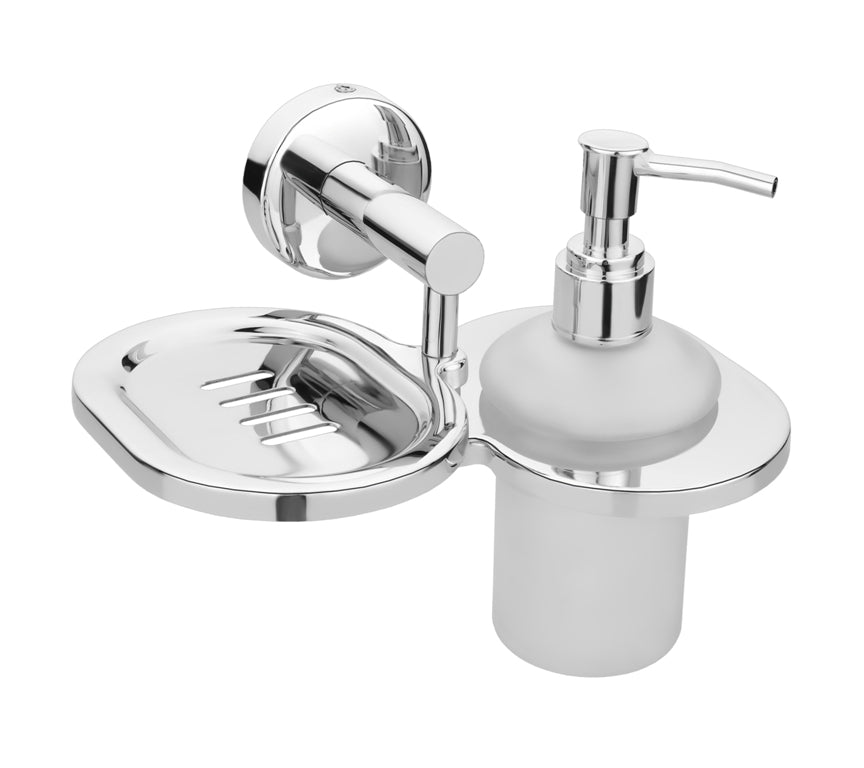 SOAP DISH WITH LIQUID HOLDER KBA 10310 CHROME PLATING by Kavyor