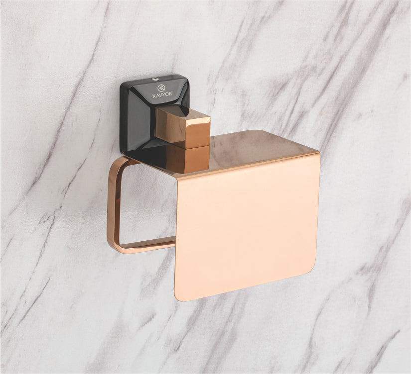 TISSUE PAPER HOLDER KBA 60712 2 TONE PVD ROSEGOLD & BLACK FINISH