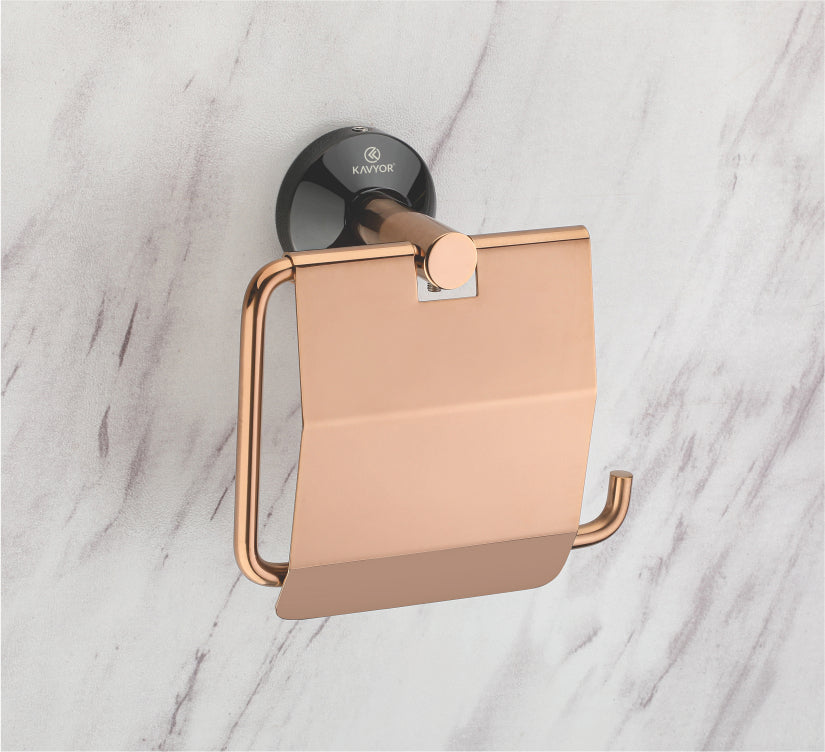 TISSUE PAPER HOLDER KBA 60812 2 TONE PVD ROSEGOLD & BLACK FINISH