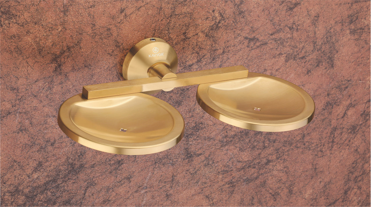 DOUBLE SOAP DISH KBA 10208 PVD  GOLD SATIN FINISH