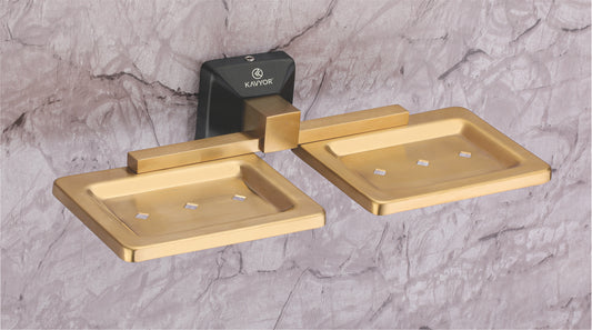 DOUBLE SOAP DISH KBA 10108 PVD 2 TONE GOLD AND BLACK SATIN FINISH