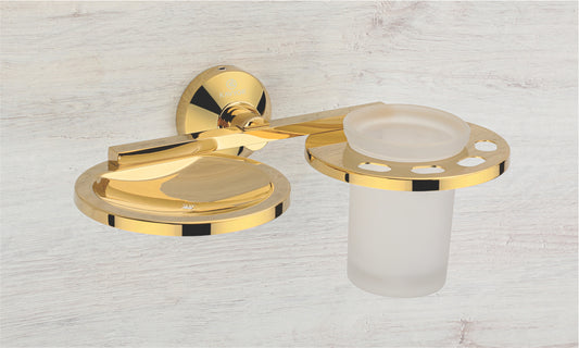 SOAP DISH WITH TUMBLER HOLDER KBA 60809 GOLD FINISH