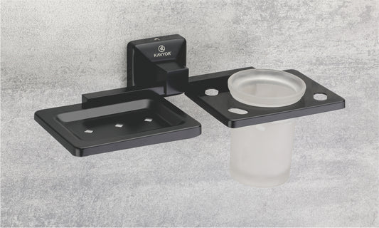 SOAP DISH WITH TUMBLER HOLDER KBA 60709 BLACK FINISH