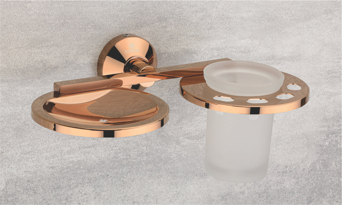 SOAP DISH WITH TUMBLER HOLDER KBA 60809 ROSE GOLD FINISH