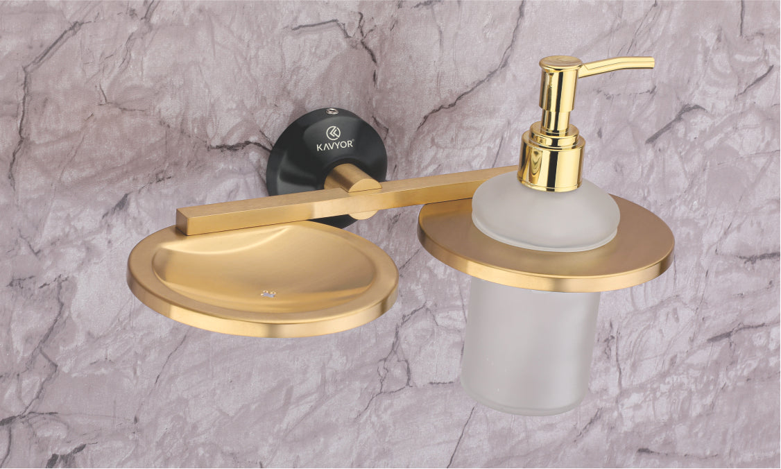 SOAP DISH WITH LIQUID HOLDER KBA 60810 PVD SATIN