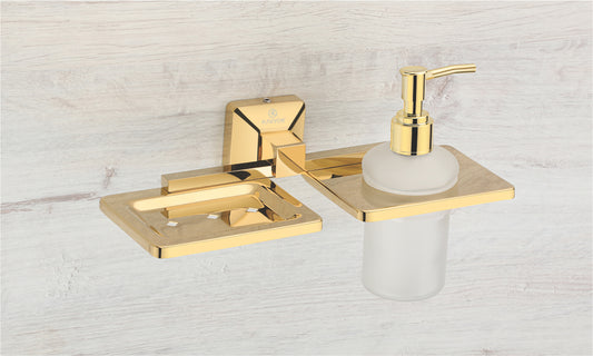 SOAP DISH WITH LIQUID HOLDER KBA 60710 PVD GOLD FINISH