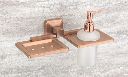 SOAP DISH WITH LIQUID HOLDER KBA 60710 PVD ROSE GOLD SATIN FINISH