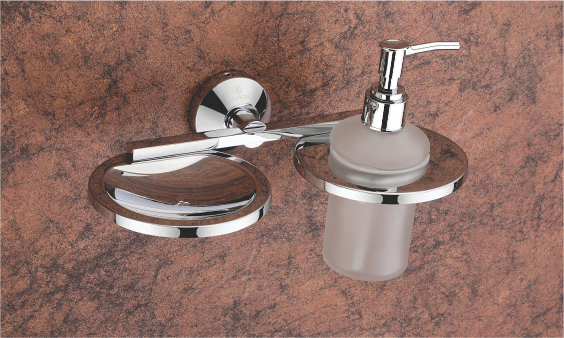 SOAP DISH WITH LIQUID HOLDER KBA 60810 CHROME FINISH