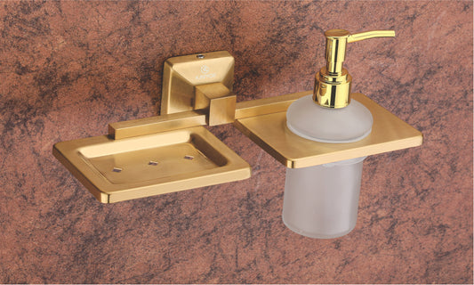 SOAP DISH WITH LIQUID HOLDER KBA 60710 PVD GOLD SATIN FINISH